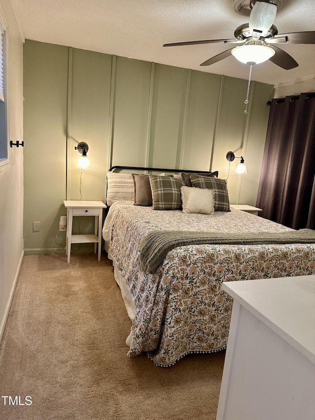 bedroom featuring carpet floors and ceiling fan