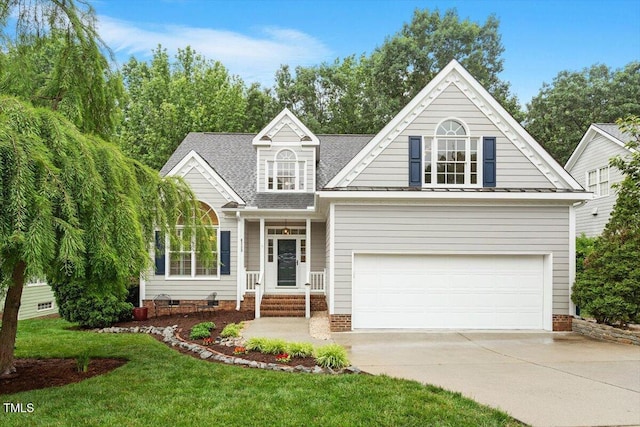 6335 Cedar Waters Dr, Raleigh, NC 27607 - view of front of property featuring driveway, a garage, a front lawn, and a shingled roof
