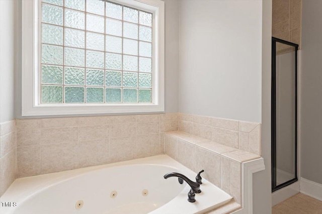 6335 Cedar Waters Dr, Raleigh, NC 27607 - full bath featuring a shower stall and a tub with jets