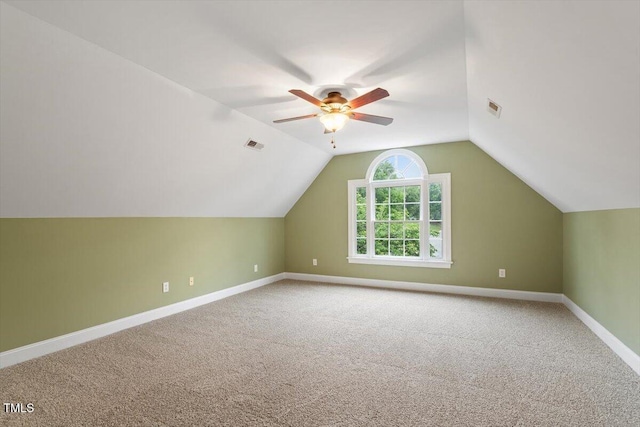 6335 Cedar Waters Dr, Raleigh, NC 27607 - bonus room with ceiling fan, carpet flooring, lofted ceiling, and baseboards