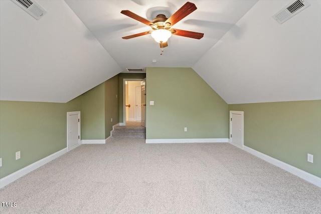 6335 Cedar Waters Dr, Raleigh, NC 27607 - bonus room with a ceiling fan, carpet, vaulted ceiling, and baseboards