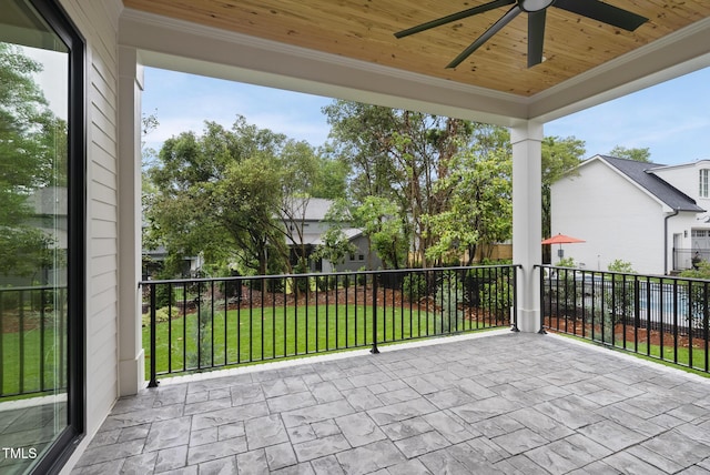 view of patio with a ceiling fan