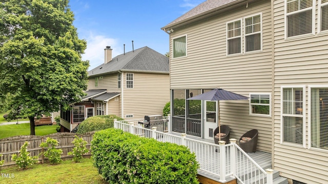rear view of house with a deck