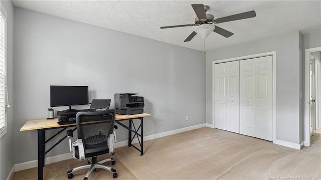 116 Argyll Ave, Aberdeen, NC 28315 - home office with light colored carpet, ceiling fan, and baseboards