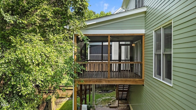 436 Edgepine Dr, Holly Springs, NC 27540 - wooden terrace with a sunroom and stairs