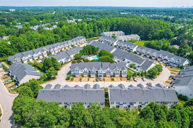 2635 Asher View Ct, Raleigh, NC 27606 - aerial perspective of suburban area featuring a forest