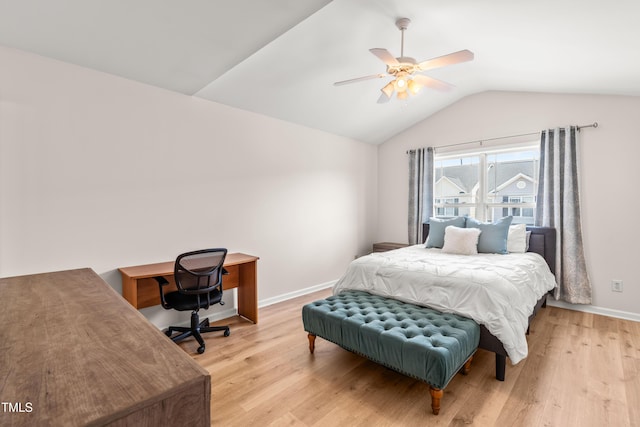 2635 Asher View Ct, Raleigh, NC 27606 - bedroom with lofted ceiling, wood finished floors, baseboards, ceiling fan, and a desk