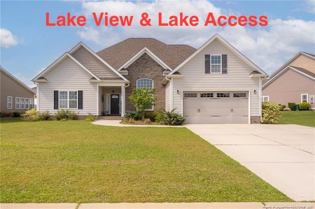 4222 Dock View Rd, Fayetteville, NC 28306 - craftsman-style home featuring a front lawn, driveway, and a garage