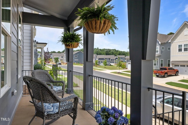 balcony with a porch and a residential view