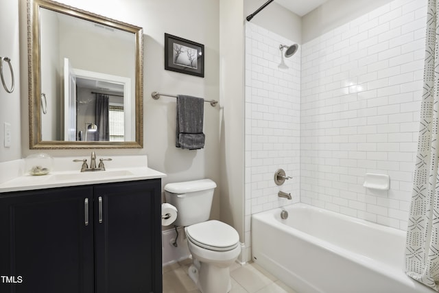 1602 Bowery Dr, Raleigh, NC 27607 - bathroom with toilet, shower / bath combo with shower curtain, vanity, and tile patterned floors