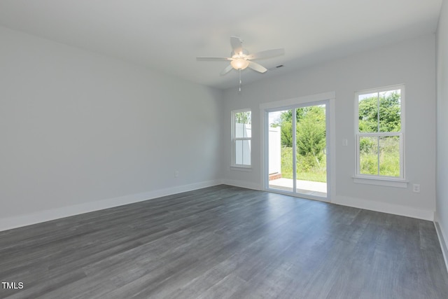 1739 Old Fields Blvd, Haw River, NC 27258 - unfurnished room featuring baseboards, dark wood-style flooring, and ceiling fan