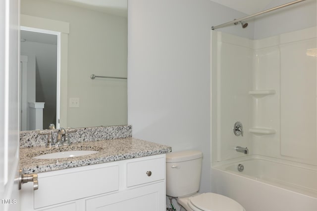 1739 Old Fields Blvd, Haw River, NC 27258 - bathroom with toilet, vanity, and shower / washtub combination