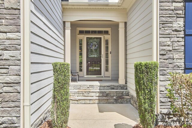 2916 Reynolda Cir, Durham, NC 27712 - property entrance with stone siding