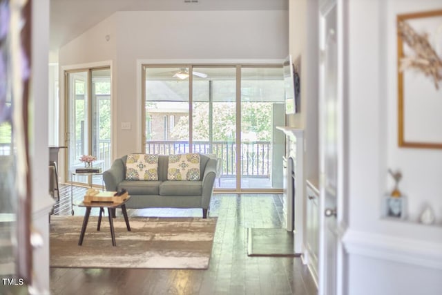 2916 Reynolda Cir, Durham, NC 27712 - living room with a ceiling fan and hardwood / wood-style flooring