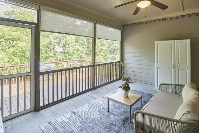 2916 Reynolda Cir, Durham, NC 27712 - sunroom with ceiling fan and an outdoor living space