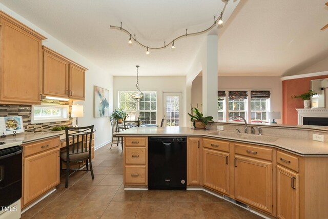 5501 Southern Cross Ave, Raleigh, NC 27606 - kitchen with dishwasher, a sink, tasteful backsplash, electric range, and healthy amount of natural light