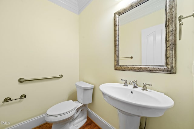 1010 Mill Pointe Way, Elon, NC 27244 - bathroom with baseboards, toilet, wood finished floors, and a sink
