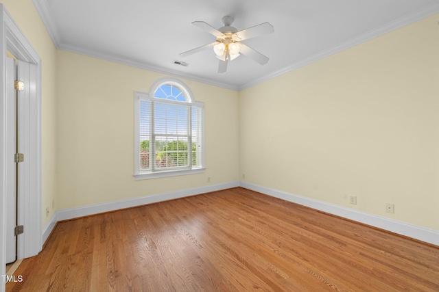 1010 Mill Pointe Way, Elon, NC 27244 - empty room featuring baseboards, light wood-style floors, ornamental molding, and a ceiling fan