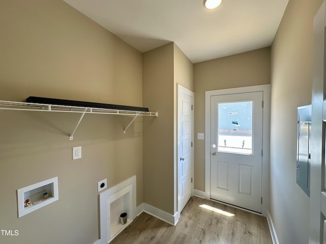 1458 Union Grove Church Rd, Fremont, NC 27830 - washroom with washer hookup, electric dryer hookup, wood finished floors, and baseboards