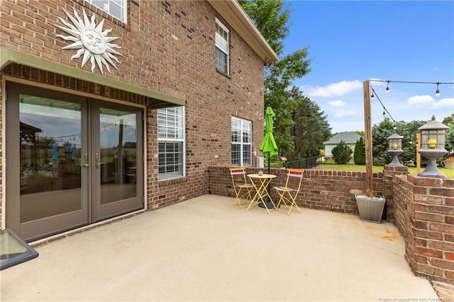 view of patio featuring french doors