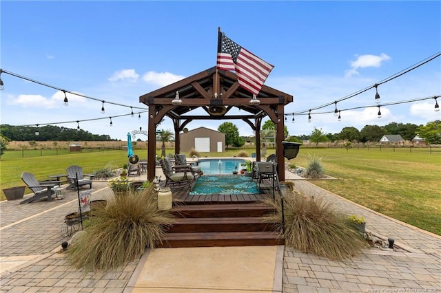 view of patio featuring a gazebo and an outdoor pool