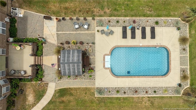 bird's eye view of a pool