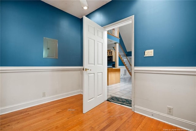 3229 Mcqueen Rd, Red Springs, NC 28377 - empty room featuring baseboards, wood finished floors, recessed lighting, and electric panel