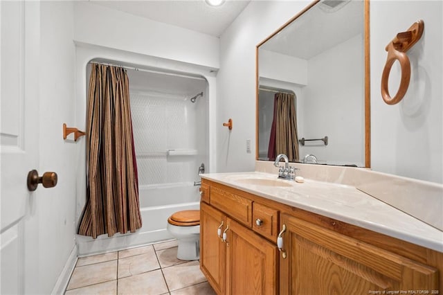 3229 Mcqueen Rd, Red Springs, NC 28377 - bathroom featuring toilet, vanity, tile patterned floors, and shower / tub combo