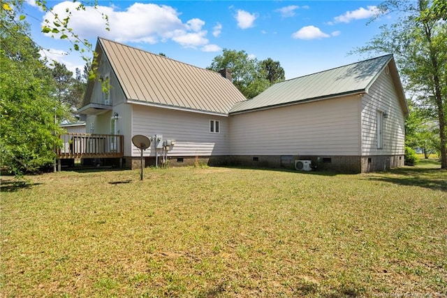 3229 Mcqueen Rd, Red Springs, NC 28377 - back of house featuring crawl space, a yard, and a deck