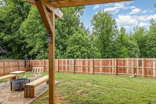 412 Collington Dr, Mebane, NC 27302 - view of yard featuring an outdoor fire pit and a patio