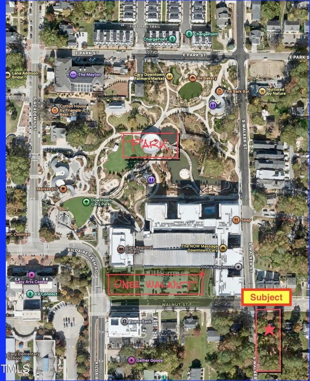 200 Walnut St, Cary, NC 27511 - aerial map of property and surrounding area