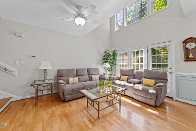 11013 Louson Pl, Raleigh, NC 27614 - living room featuring light wood-style flooring and ceiling fan