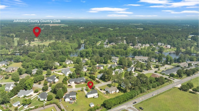 115 Spring Branch Dr, Four Oaks, NC 27524 - aerial overview of property's location with a heavily wooded area and a large body of water