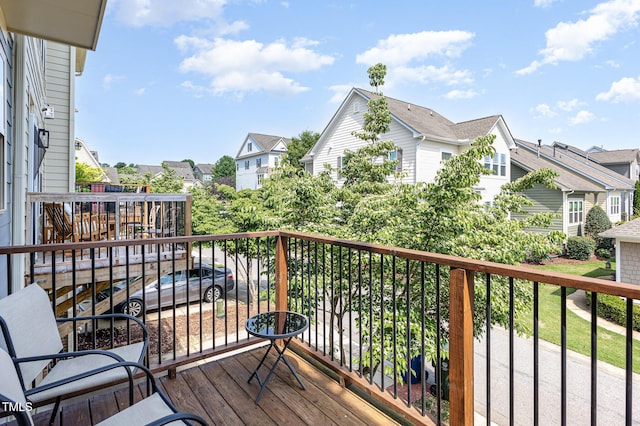 deck with a residential view