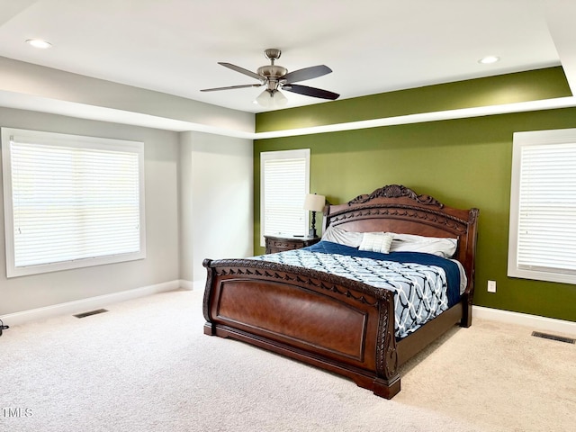 5016 Trembath Ln, Cary, NC 27519 - bedroom featuring carpet flooring, baseboards, a ceiling fan, and recessed lighting