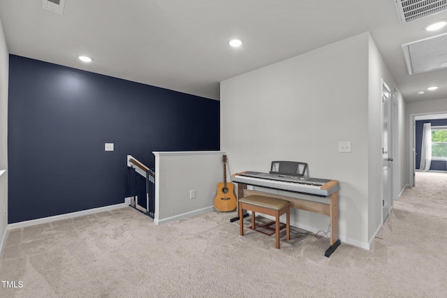 159 Wood Orchid Ln, Garner, NC 27529 - office featuring carpet, baseboards, recessed lighting, and attic access
