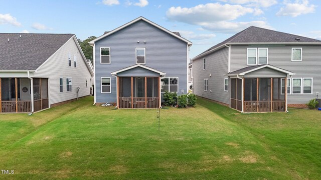 159 Wood Orchid Ln, Garner, NC 27529 - back of house with a sunroom and a yard