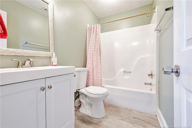 750 Magellan Ct, Fayetteville, NC 28311 - bathroom with shower / bathtub combination with curtain, vanity, and a textured ceiling