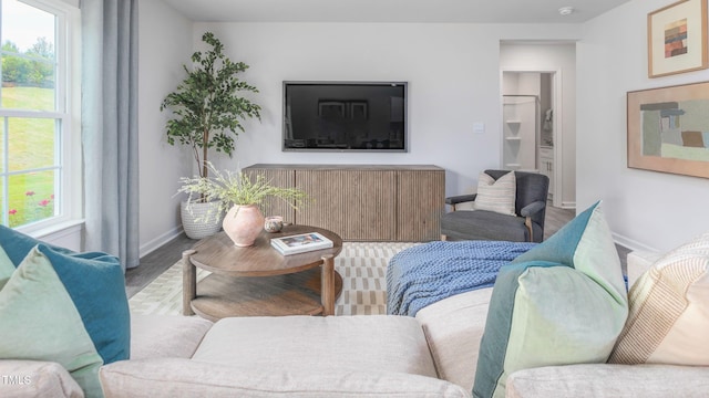 209 Wood St, La Grange, NC 28551 - living room with baseboards, wood finished floors, and plenty of natural light