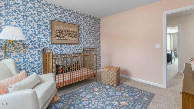 209 Wood St, La Grange, NC 28551 - sitting room featuring wallpapered walls, carpet floors, and baseboards