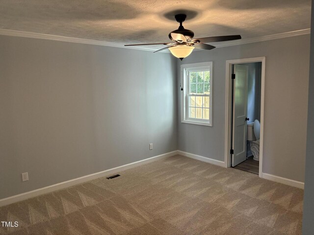65 Prospect Church Rd, Erwin, NC 28339 - unfurnished bedroom featuring carpet flooring, baseboards, a textured ceiling, crown molding, and ceiling fan