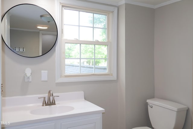 1536 Granville St, Burlington, NC 27215 - half bath with toilet, vanity, and ornamental molding
