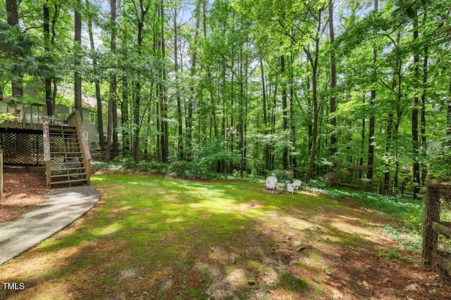 4 Barkridge Ct, Durham, NC 27713 - view of yard featuring stairs and a deck