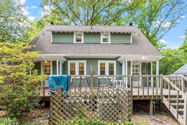 1314 Glendale Ave, Durham, NC 27701 - rear view of house featuring a wooden deck and roof with shingles