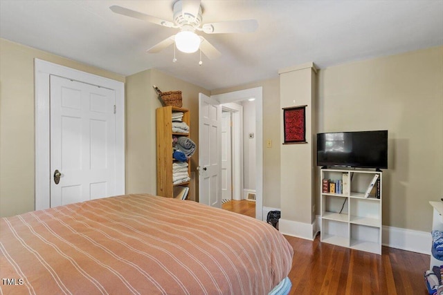 1314 Glendale Ave, Durham, NC 27701 - bedroom with wood finished floors, baseboards, and ceiling fan