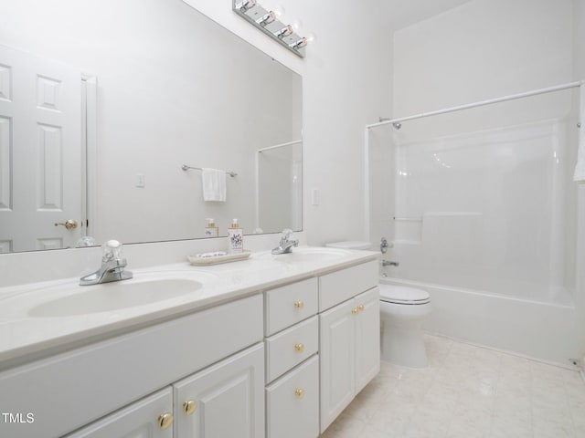 11221 Paddy Hollow Ln, Raleigh, NC 27614 - bathroom with double vanity, toilet, and shower / bathtub combination