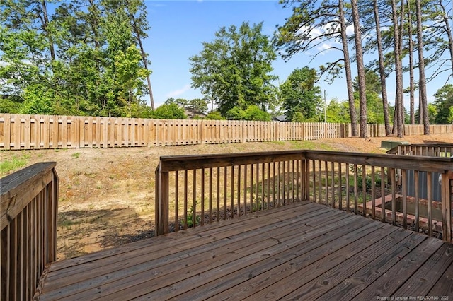 wooden deck featuring a fenced backyard