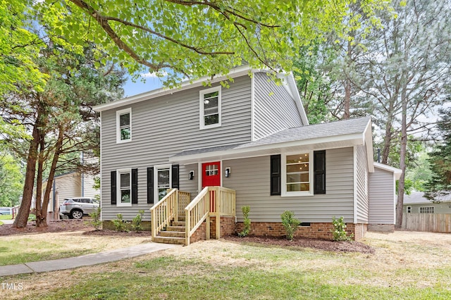 3700 Summer Pl, Raleigh, NC 27604 - view of front facade with a shingled roof and crawl space