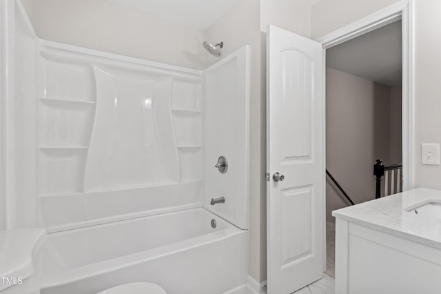 3700 Summer Pl, Raleigh, NC 27604 - full bathroom with marble finish flooring, washtub / shower combination, vanity, and baseboards