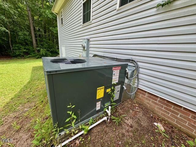 exterior view of central air condition unit and electric meter